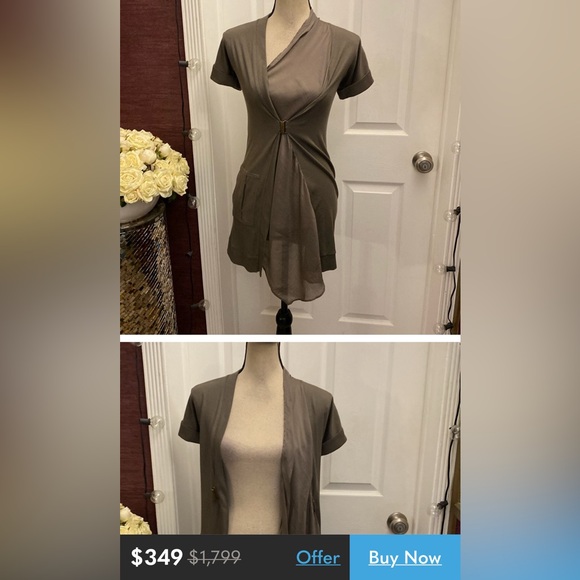 Brunello Cucinelli silk rib taupe top - Picture 6 of 6